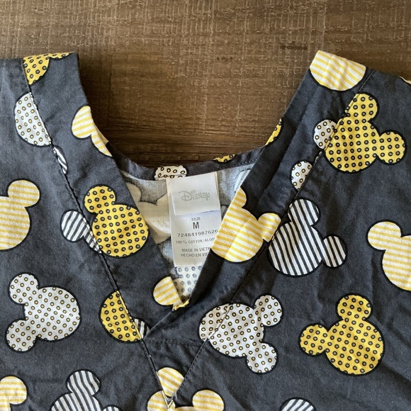 Disney Gray and Yellow Mickey Mouse Scrub Top - Picture 2 of 4